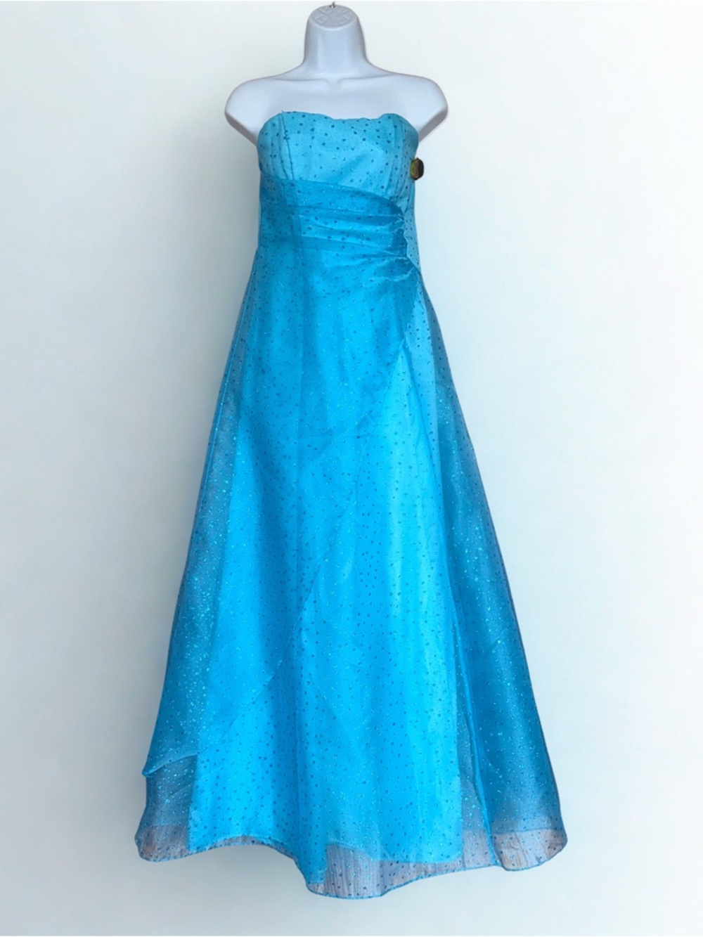 Cache Aqua Blue Glitter Strapless Dress